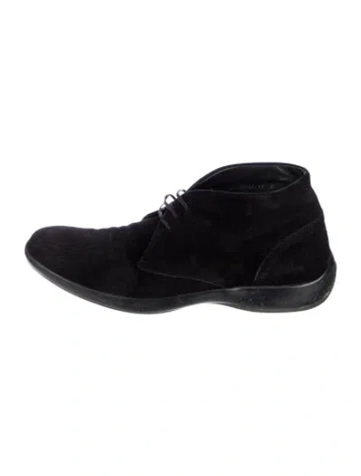 Pre-owned Ferragamo Suede Lace-up Boots In Black