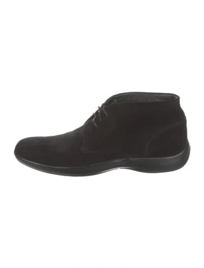 Pre-owned Ferragamo Suede Lace-up Boots In Black