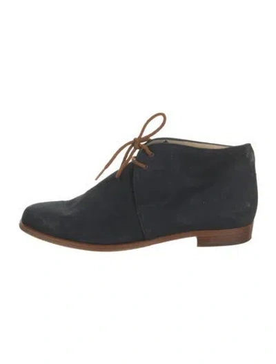 Pre-owned Ferragamo Suede Lace-up Boots In Blue
