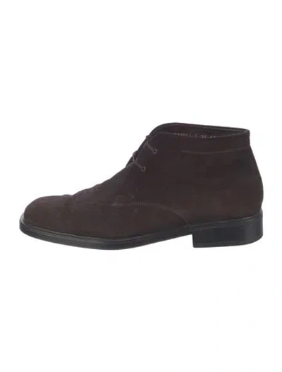 Pre-owned Ferragamo Suede Lace-up Boots In Brown