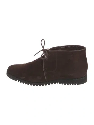 Pre-owned Ferragamo Suede Lace-up Boots In Brown