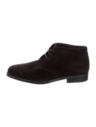 Pre-owned Ferragamo Suede Lace-up Boots In Brown
