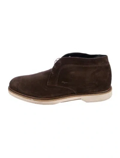 Pre-owned Ferragamo Suede Lace-up Boots In Brown