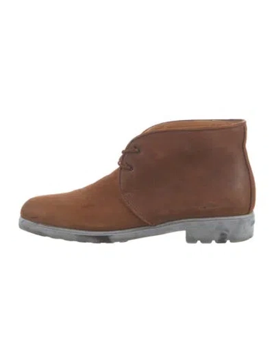 Pre-owned Ferragamo Suede Lace-up Boots In Brown