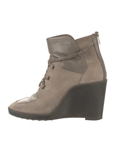Pre-owned Ferragamo Suede Lace-up Boots In Gray