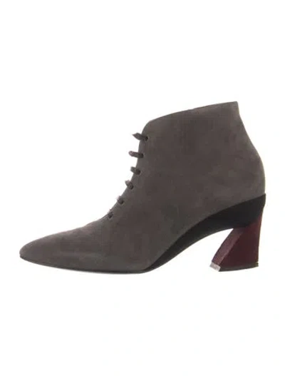 Pre-owned Ferragamo Suede Lace-up Boots In Grey
