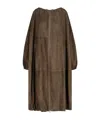 Ferragamo Suede Overcoat With Elastic Hem And Side Pockets
