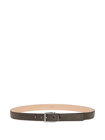 Ferragamo Suede Leather Belt In Gray