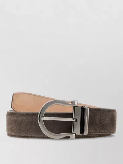 Ferragamo Suede Leather Belt In Brown