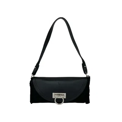 Pre-owned Ferragamo Suede Leather Fur Shoulder Bag () In Black