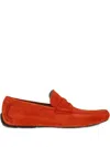 Ferragamo Suede Leather Loafers In Orange