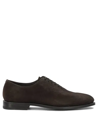 Ferragamo Suede Leather Oxford Lace-up Shoes Brown