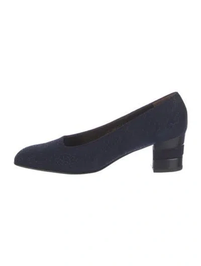Pre-owned Ferragamo Suede Leather Trim Embellishment Pumps In Multi