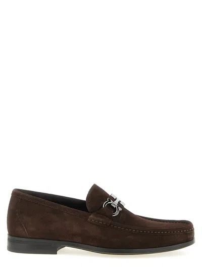 Ferragamo Suede Loafer In Brown