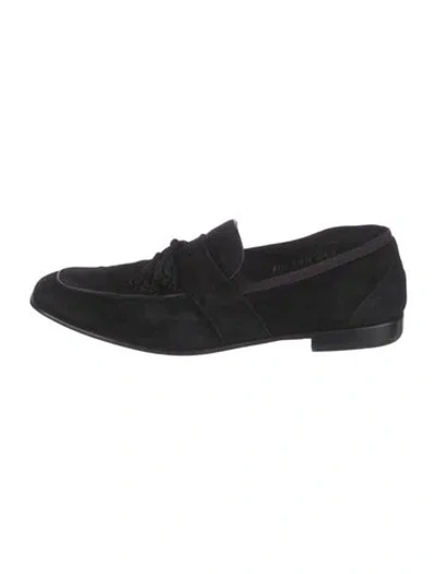 Pre-owned Ferragamo Suede Loafers In Black
