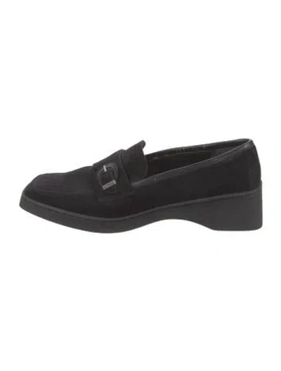 Pre-owned Ferragamo Suede Loafers In Black