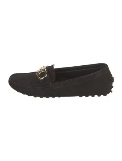 Pre-owned Ferragamo Suede Loafers In Black