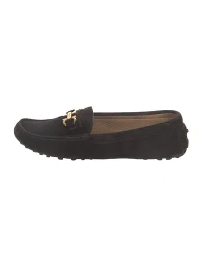 Pre-owned Ferragamo Suede Loafers In Black