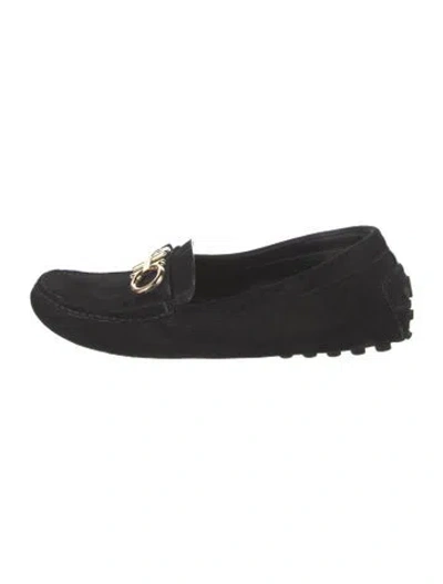 Pre-owned Ferragamo Suede Loafers In Black
