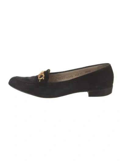 Pre-owned Ferragamo Suede Loafers In Black
