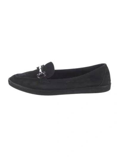 Pre-owned Ferragamo Suede Loafers In Black
