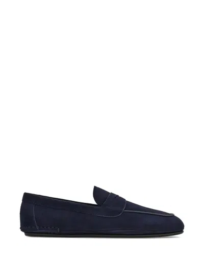 Ferragamo Suede Loafers In Blue