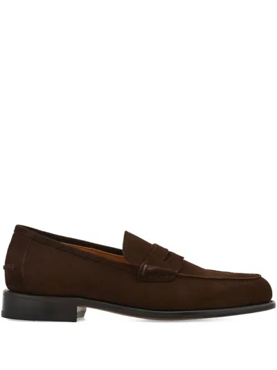 Ferragamo Suede Loafers In Brown