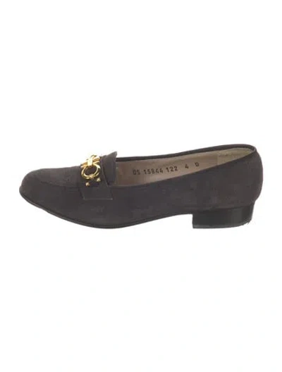 Pre-owned Ferragamo Suede Loafers In Gray