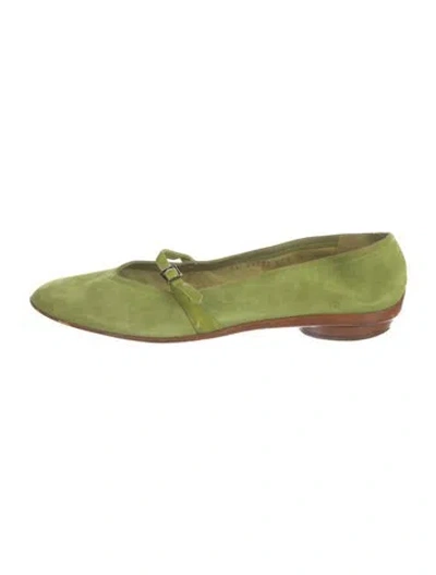 Pre-owned Ferragamo Suede Loafers In Green