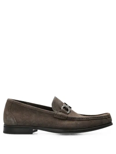 Ferragamo Suede Loafers Gancini Ornament Rubber Sole In Multi