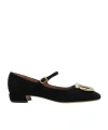 Ferragamo Suede Gancini Heeled Ballerina With Gold Hardware