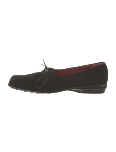 Pre-owned Ferragamo Suede Mary Jane Flats In Black