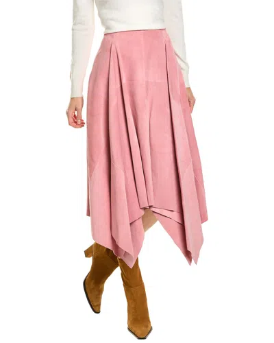Ferragamo Suede Maxi Skirt In Pink