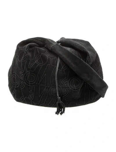 Pre-owned Ferragamo Suede Messenger Bag In Black