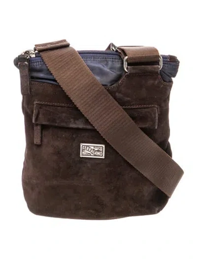 Pre-owned Ferragamo Suede Messenger Bag In Brown
