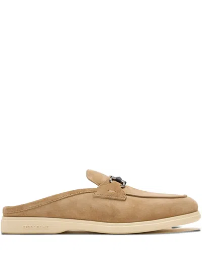 Ferragamo Suede Mules In Neutral