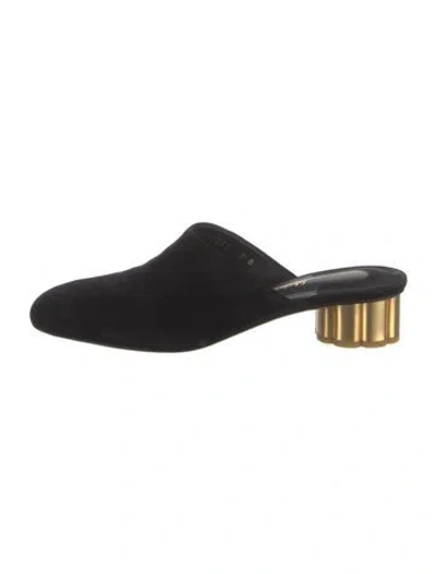 Pre-owned Ferragamo Suede Mules In Black