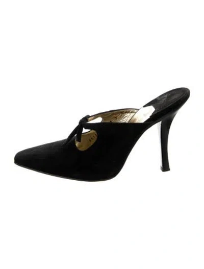 Pre-owned Ferragamo Suede Mules In Black