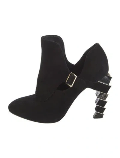 Pre-owned Ferragamo Suede Mules In Black