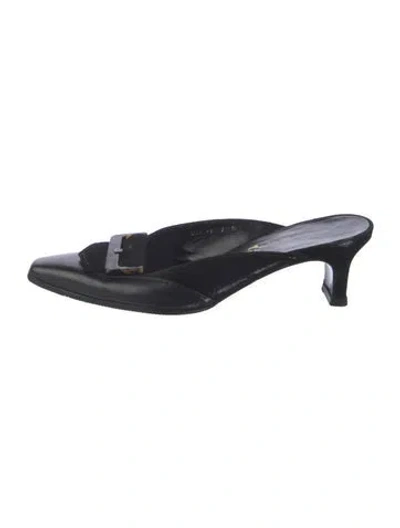 Pre-owned Ferragamo Suede Mules In Black