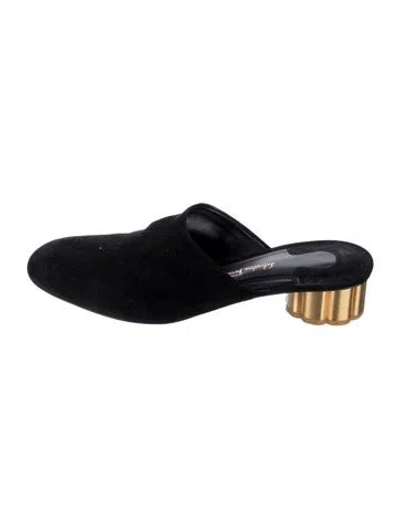 Pre-owned Ferragamo Suede Mules In Black