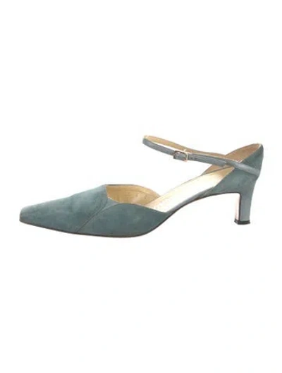 Pre-owned Ferragamo Suede Mules In Blue