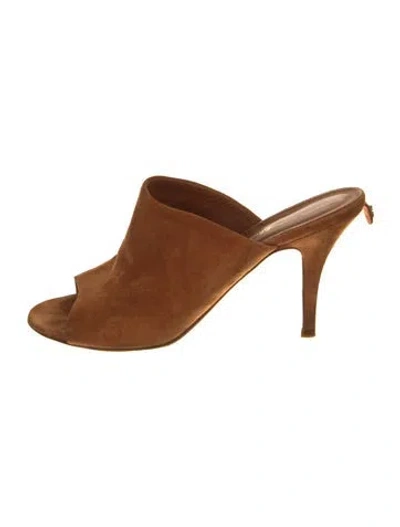 Pre-owned Ferragamo Suede Mules In Brown