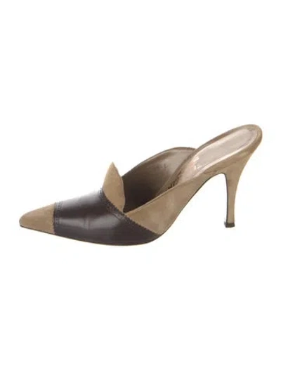 Pre-owned Ferragamo Suede Mules In Brown