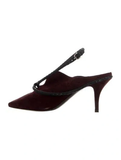 Pre-owned Ferragamo Suede Mules In Burgundy