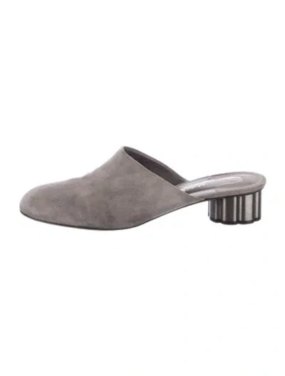 Pre-owned Ferragamo Suede Mules In Gray