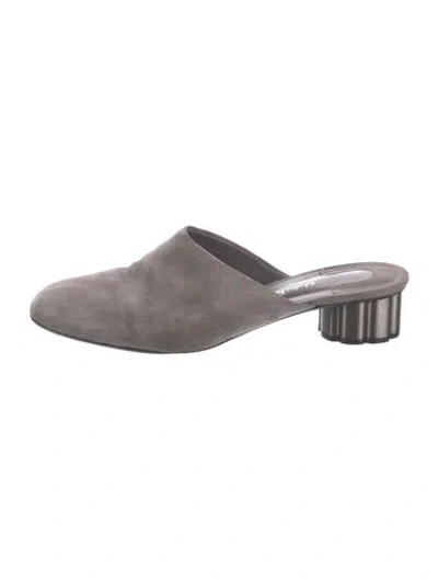 Pre-owned Ferragamo Suede Mules In Grey