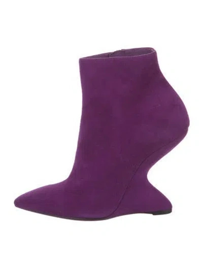 Pre-owned Ferragamo Suede Mules In Purple