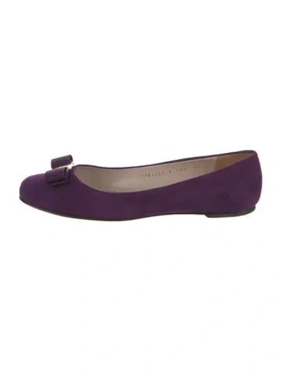 Pre-owned Ferragamo Suede Mules In Purple