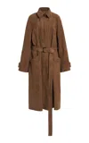 Ferragamo Suede Nubuck Single-breasted Coat In Brown